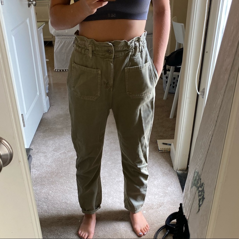 Zara olive denim pants